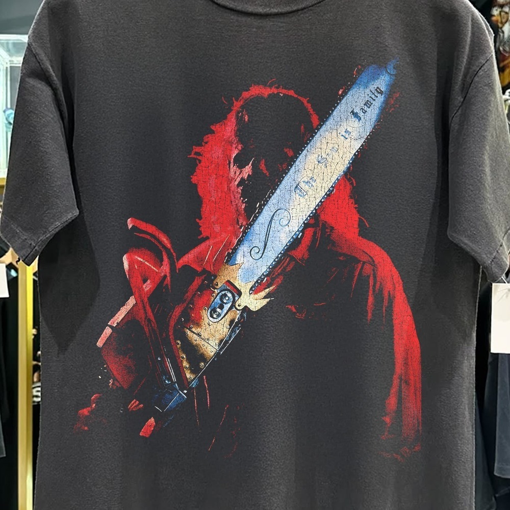 90S Leatherface _The Saw Is Family_ Tcsm Rare Washed Black T-Shirt